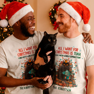 Zwarte kat Kerstvakantie Humor Funny Cat T-shirt