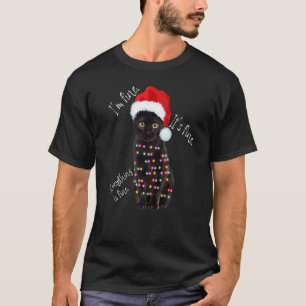 Zwarte Kat Kerstverlichting Het Gaat Goed Het Gaa T-shirt