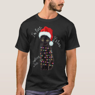 Zwarte Kat Kerstverlichting Het Gaat Goed Het Gaa T-shirt