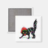 Zwarte kat kerstverlichting Square Magnet Magneet (Voorkant / Achterkant)