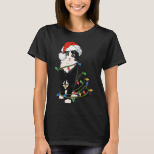 Zwarte Kat Kerstverlichting Zwarte Kat Xmas cadeau T-shirt