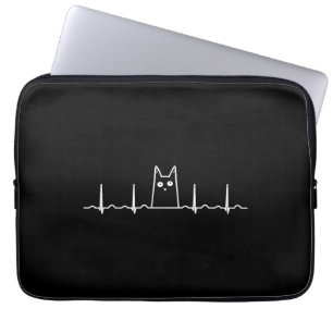 Zwarte kat kinder hartslag cadeau laptop sleeve