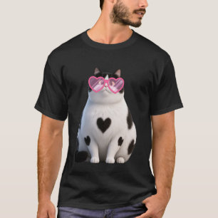 Zwarte Kat Kitten Kawaii Liefhebber Hart Bril Vale T-shirt