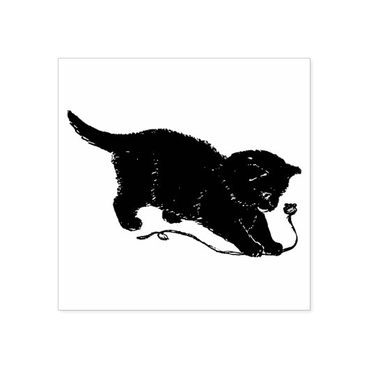 zwarte kat kitten rubberstempel (Afrduk)