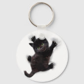 Zwarte kat klimmen op menselijke rug sleutelhanger (Achterkant)