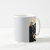 Zwarte Kat Koffie Kunst Mok - Uniek Pet Lover Gift (Voorkant rechts)