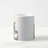Zwarte Kat Koffie Kunst Mok - Uniek Pet Lover Gift (Center)