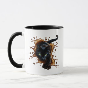 Zwarte Kat Koffie Splash Mok
