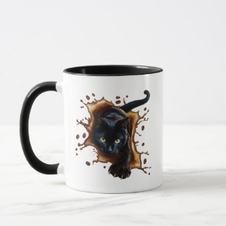 Zwarte Kat Koffie Splash Mok