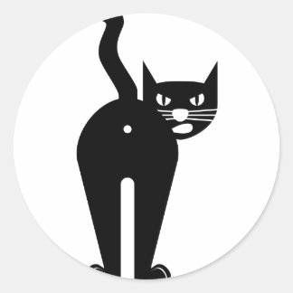 Zwarte kat kontgat ronde sticker
