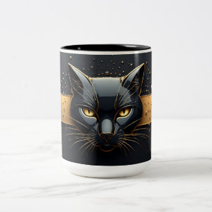 Zwarte Kat Kop Met Gouden Druppel Design 🐈