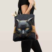 Zwarte Kat Kop Met Gouden Druppel Design 🐈