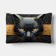 Zwarte Kat Kop Met Gouden Druppel Design 🐈