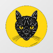 Zwarte Kat Kop Raamsticker (Vel)