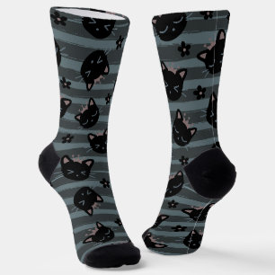 Zwarte Kat Kop Sokken