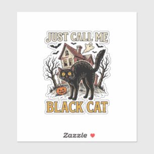 Zwarte Kat Kostuum Spookhuis Grappig Halloween Sh Sticker