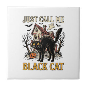 Zwarte Kat Kostuum Spookhuis Grappig Halloween Sh Tegeltje
