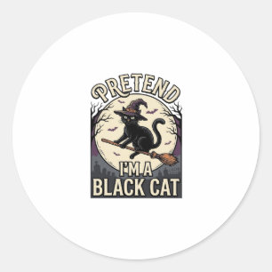 Zwarte kat kostuum vintage Halloween heks kat shir Ronde Sticker