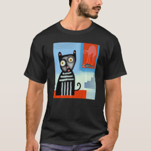 zwarte kat kunst kat portret schattig katje kat t-shirt
