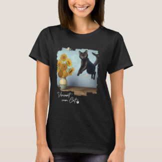 Zwarte Kat Kunst Zonnebloemen, Vincent van Kat, Gr T-shirt