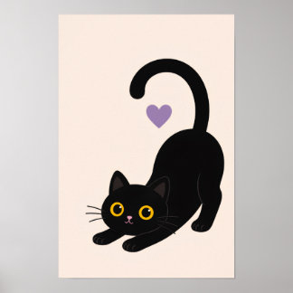 Zwarte Kat Kunstprint – Minimalistische Kat Staart Poster