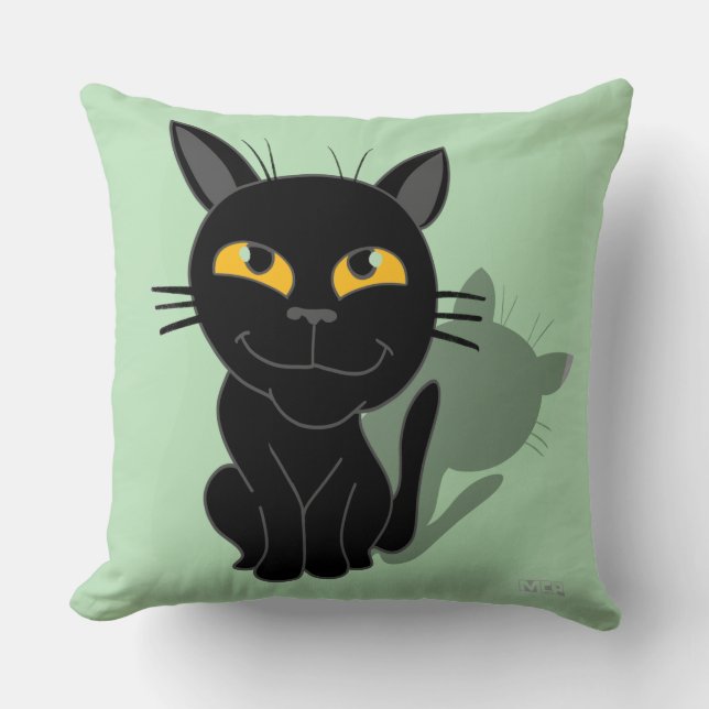 Zwarte kat kussen (Voorkant)
