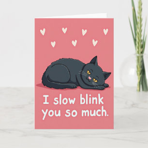 Zwarte Kat Langzaam Knipperen Liefde Kaart