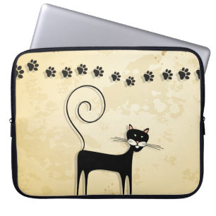 Zwarte kat laptop sleeve