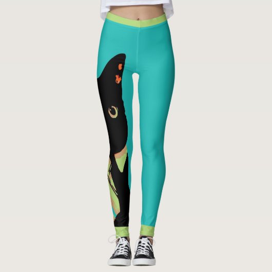 Zwarte kat leggings (Voorkant)