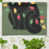 Zwarte Kat Liefhebber Kerst Kitten Cadeau Kat Moed Theedoek (Gevouwen)