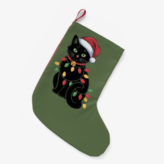 Zwarte Kat Liefhebber Kerstmis Kitten Gift Kat Mam Kleine Kerstsok (Voorkant (Hangend))