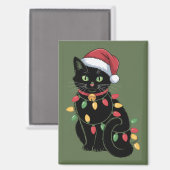 Zwarte Kat Liefhebber Kerstmis Kitten Gift Kat Mam Magneet (Voorkant / Achterkant)