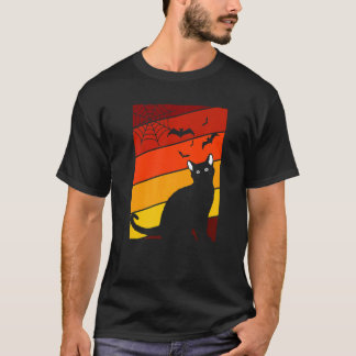 Zwarte Kat Luie Halloween Kostuum Retro Kitten Vle T-shirt
