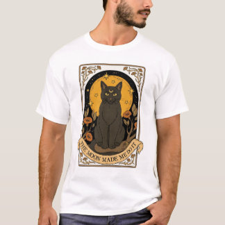 Zwarte Kat Maan T-Shirt | Hekserige Vintage Esthet
