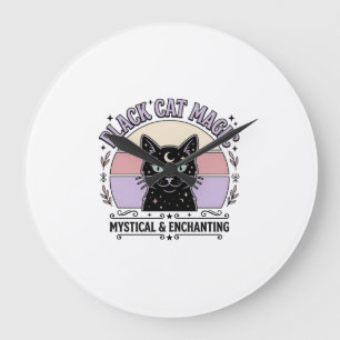 Zwarte Kat Magische Kat Zwarte Kat Vintage Vector  Grote Klok