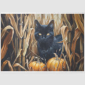 Zwarte kat maïs veld pompoenen decoupage tissuepapier (Voorkant)