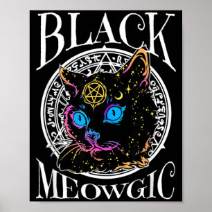Zwarte Kat Meowgische Halloween Heks Hekserij Poster