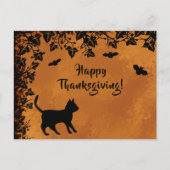 Zwarte Kat met Bat, Happy Thanksgiving Briefkaart (Voorkant)