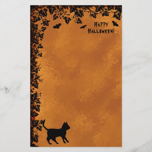 Zwarte kat met biet, Happy Halloween Briefpapier (Voorkant)