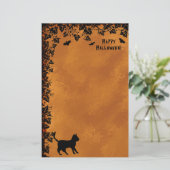 Zwarte kat met biet, Happy Halloween Briefpapier (Staand voorkant)