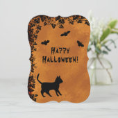 Zwarte kat met biet, Happy Halloween Kaart (Staand voorkant)