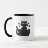 Zwarte kat met blauwe ogen mok (Links)