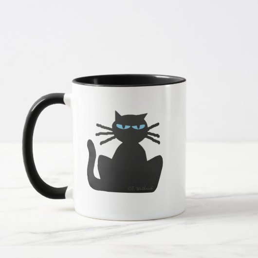Zwarte kat met blauwe ogen mok (Links)
