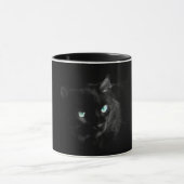 Zwarte kat met blauwe ogen mok (Midden)