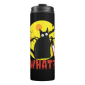 Zwarte kat met bloederig mes Gezegde What_ Funny M Thermosbeker (Voorkant)