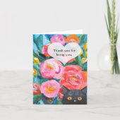 Zwarte kat met bloemen Bedankt dat je er bent Kaart (Voorkant)