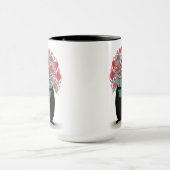 Zwarte Kat met bloemen Mok (Midden)