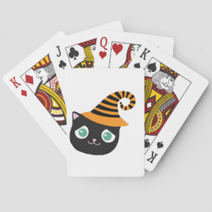 Zwarte kat met droevige ogen en grillig Pet Pokerkaarten