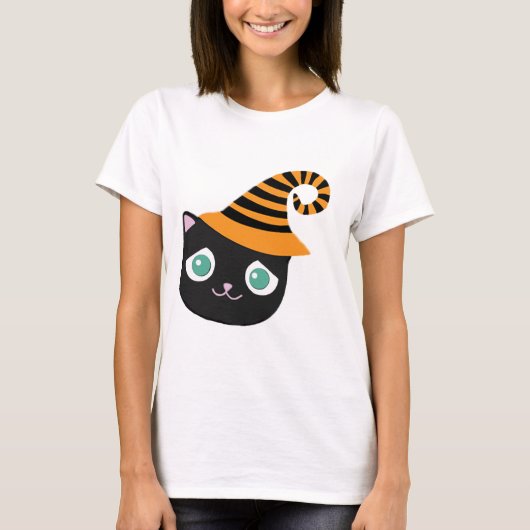 Zwarte kat met droevige ogen en grillig Pet T-shirt (Voorkant)