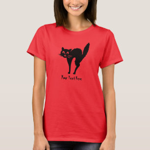 zwarte kat met een gepijlde achterhalte t-shirt
